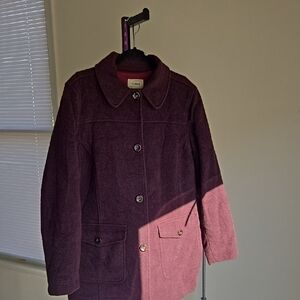 L.L. Bean Deep Purple Maroom Wine Color Wool Jacket Size:XL